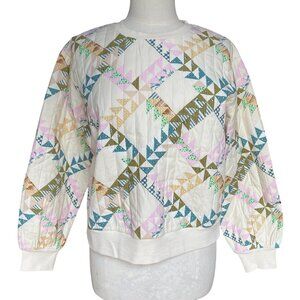 NWOT Universal Thread Patchwork Quilted Sweatshirt Grandma Country Cottage-XL